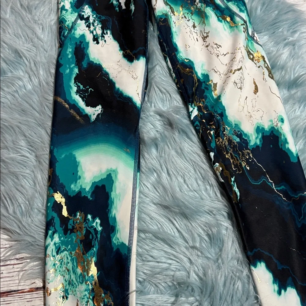 Old Navy Kids Powersoft Teal and Black Marble Leggings sz XL